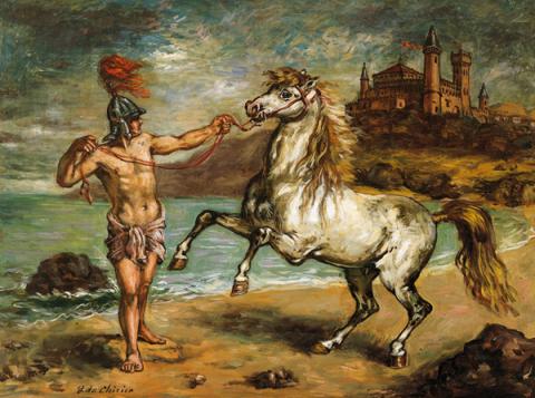 Giorgio de Chirico, Guerriero reggente un cavallo alla briglia