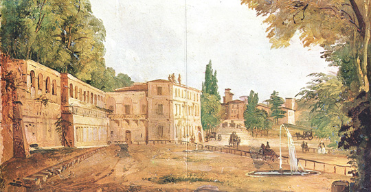 I. Caffi, Aranciera, 1834, olio su carta riportata su tela, Roma, Museo di Roma