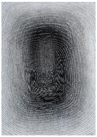Marina Bindella, Vortex temporis I 2020, olio e graffito su tavola 100x70